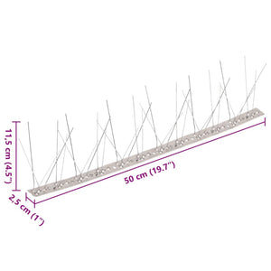 vidaXL 40-Piece Pigeon Repellent Spike Set Stainless Steel 20 m 5-Row