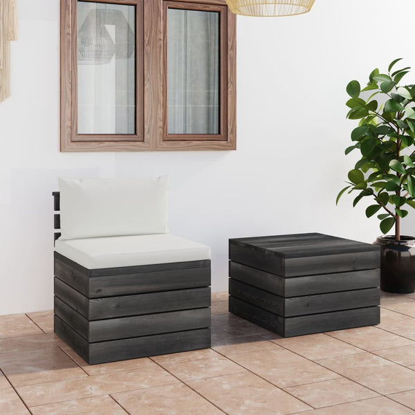 vidaXL 2-Piece Pallet Sofa Set with Cushions Pine Wood