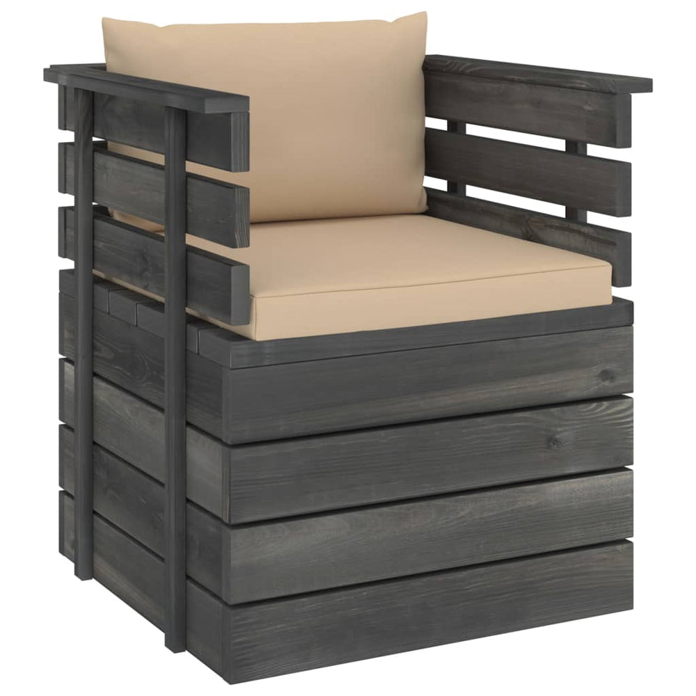 vidaXL Garden Armchair with Cushions Pinewood