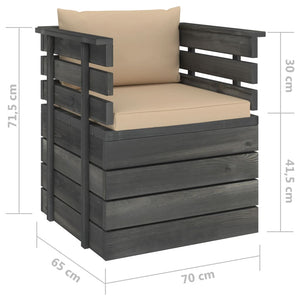 vidaXL Garden Armchair with Cushions Pinewood