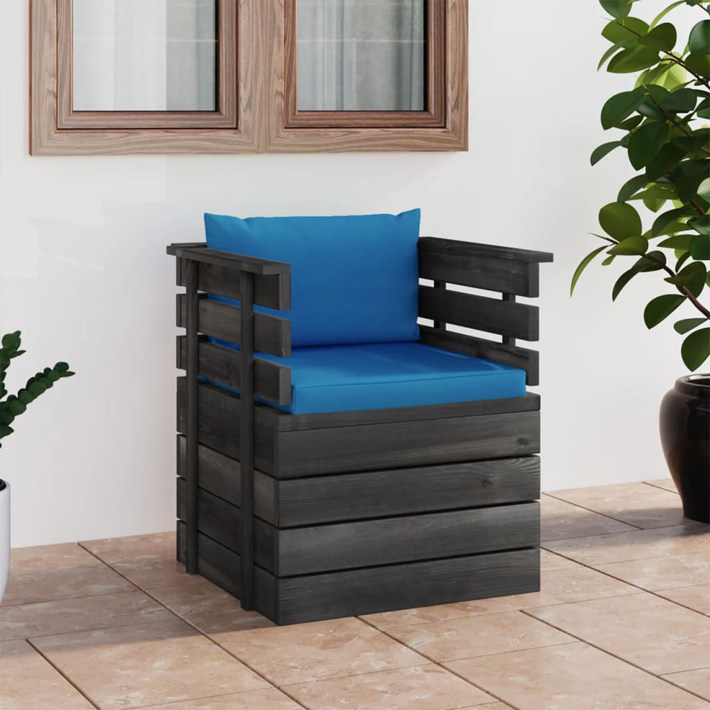 vidaXL Garden Armchair with Cushions Pinewood