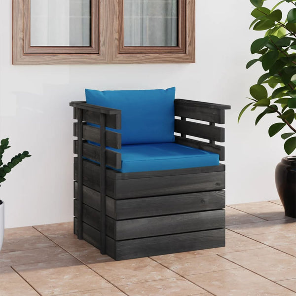 vidaXL Garden Armchair with Cushions Pinewood