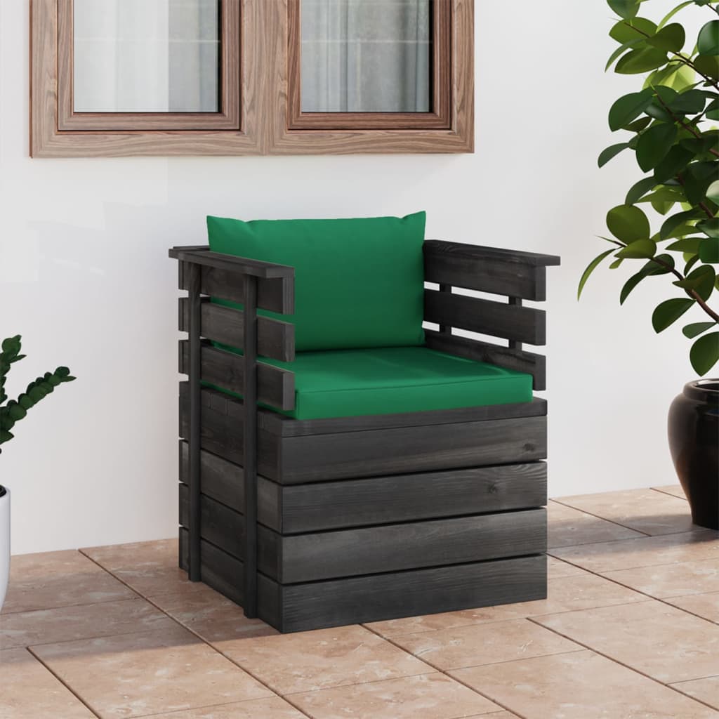 vidaXL Garden Armchair with Cushions Pinewood