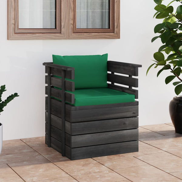 vidaXL Garden Armchair with Cushions Pinewood