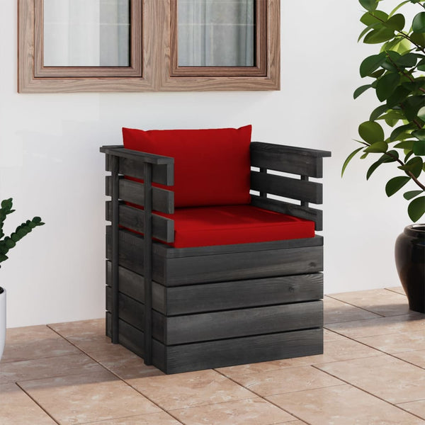 vidaXL Garden Armchair with Cushions Pinewood