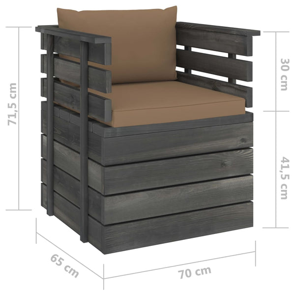 vidaXL Garden Armchair with Cushions Pinewood