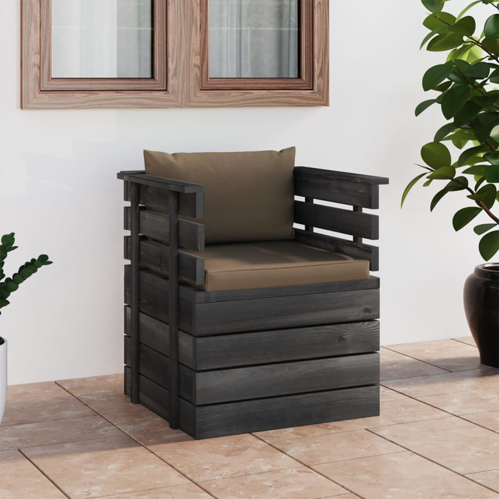 vidaXL Garden Armchair with Cushions Pinewood