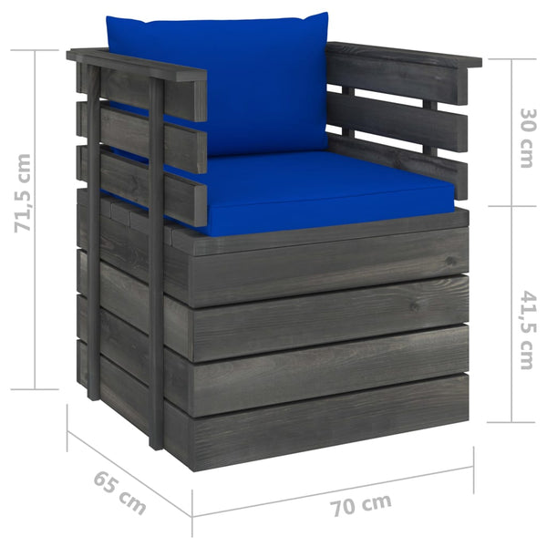 vidaXL Garden Armchair with Cushions Pinewood