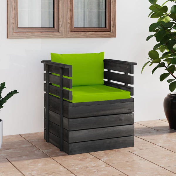 vidaXL Garden Armchair with Cushions Pinewood