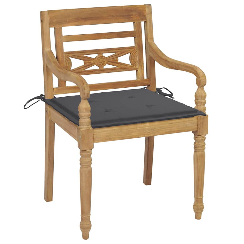 vidaXL Batavia Chairs 2 pcs. with Anthracite Cushions Solid Teak Wood