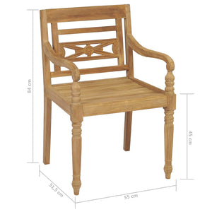 vidaXL Batavia Chairs 2 pcs. with Grey Cushions Solid Teak Wood