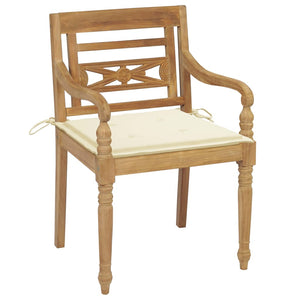 vidaXL Batavia Chairs 2 pcs. with Cream Cushions Solid Teak Wood