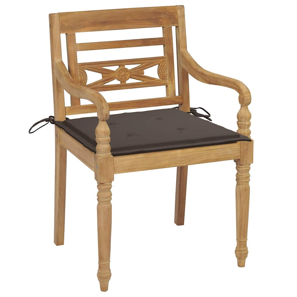 vidaXL Batavia Chairs 2 pcs. with Taupe Cushions Solid Teak Wood