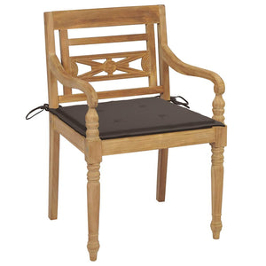vidaXL Batavia Chairs 2 pcs. with Taupe Cushions Solid Teak Wood