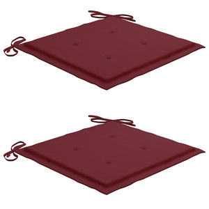 vidaXL Batavia Chairs 2 pcs. with Wine Red Cushions Solid Teak