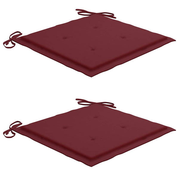 vidaXL Batavia Chairs 2 pcs. with Wine Red Cushions Solid Teak