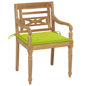 vidaXL Batavia Chairs 2 pcs with Light Green Cushions Solid Teak Wood
