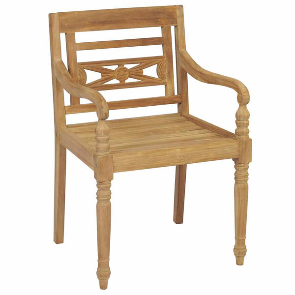 vidaXL Batavia Chairs 2 pcs with Light Green Cushions Solid Teak Wood