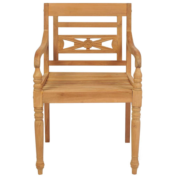 vidaXL Batavia Chairs 2 pcs with Light Green Cushions Solid Teak Wood
