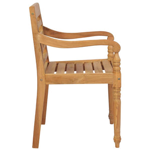 vidaXL Batavia Chairs 2 pcs with Light Green Cushions Solid Teak Wood