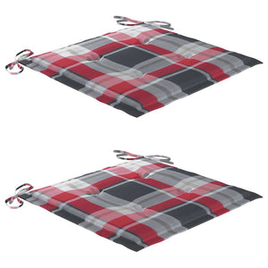 vidaXL Batavia Chairs 2 pcs. Red Plaid Cushions Solid Teak Wood