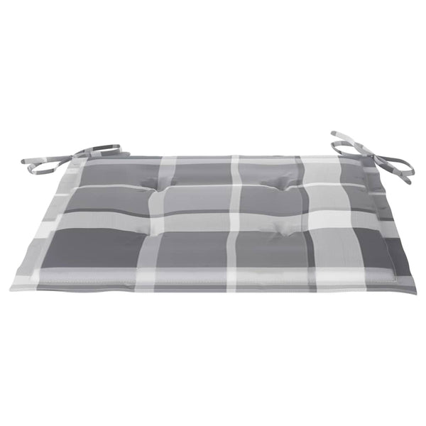 vidaXL Batavia Chairs 2 pcs. Gray Plaid Cushions Solid Teak Wood