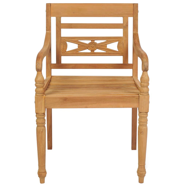 vidaXL Batavia Chairs 2 pcs. Gray Plaid Cushions Solid Teak Wood