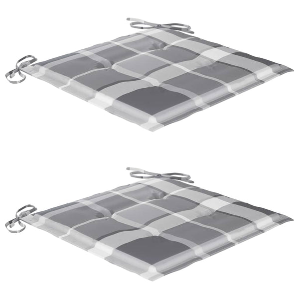 vidaXL Batavia Chairs 2 pcs. Gray Plaid Cushions Solid Teak Wood