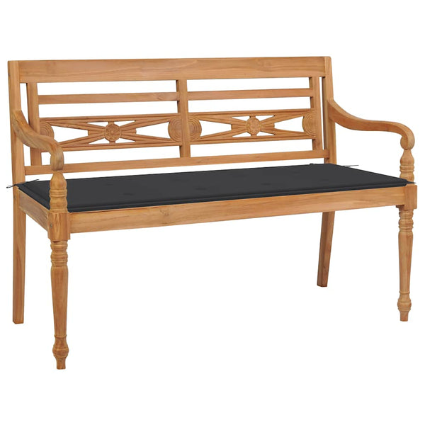 vidaXL Batavia Garden Bench with Anthracite Cushions 120 cm Solid Teak Wood