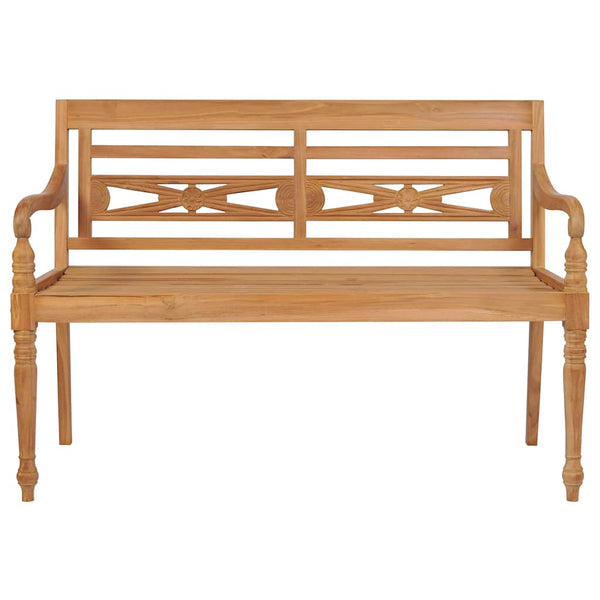 vidaXL Batavia Garden Bench with Grey Cushion 120 cm Solid Teak Wood