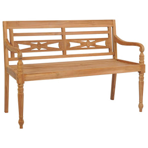 vidaXL Batavia Garden Bench with Cream-White Cushion 120cm Solid Teak Wood