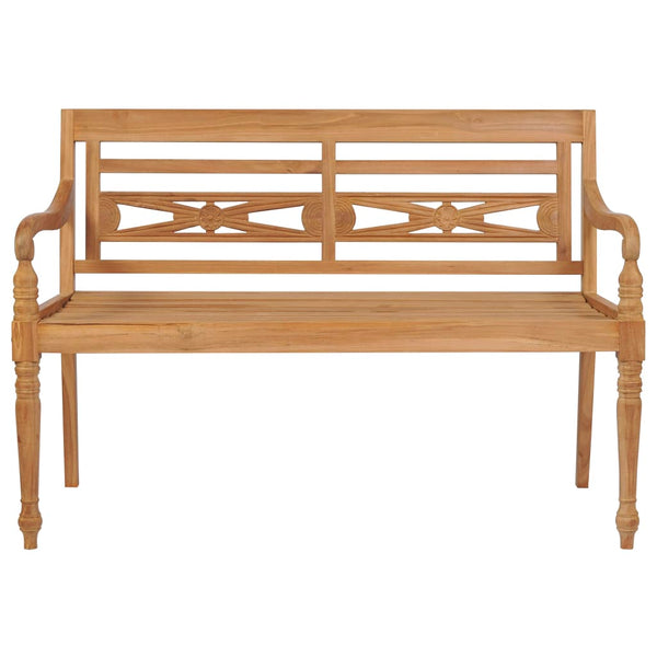 vidaXL Batavia Garden Bench with Cream-White Cushion 120cm Solid Teak Wood