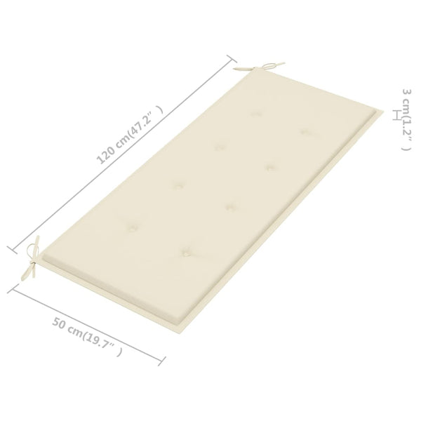 vidaXL Batavia Garden Bench with Cream-White Cushion 120cm Solid Teak Wood