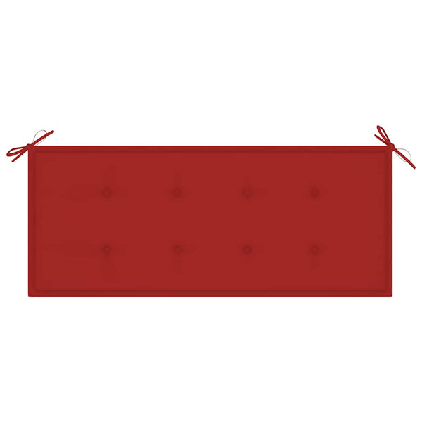 vidaXL Batavia Garden Bench with Red Cushion 120 cm Solid Teak Wood