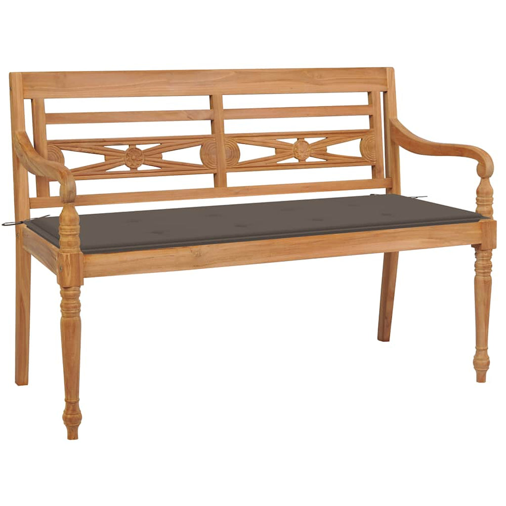 vidaXL Batavia Garden Bench with Taupe Cushion 120 cm Solid Teak Wood