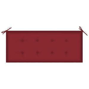 vidaXL Batavia Garden Bench with Wine Red Cushion 120 cm Solid Teak Wood