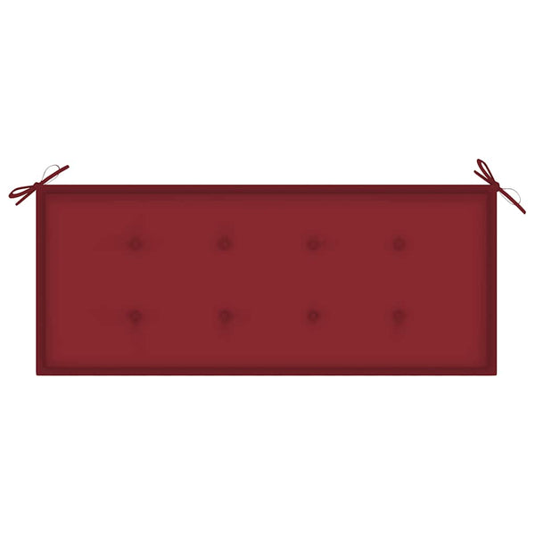 vidaXL Batavia Garden Bench with Wine Red Cushion 120 cm Solid Teak Wood