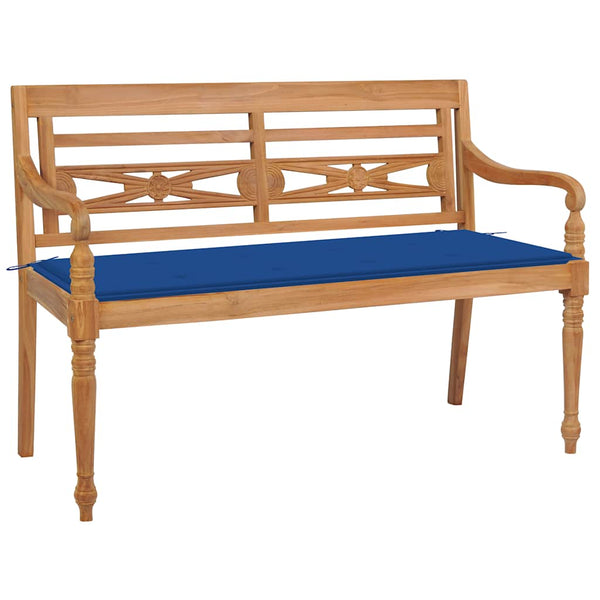 vidaXL Batavia Garden Bench with Royal Blue Cushion 120 cm Solid Teak
