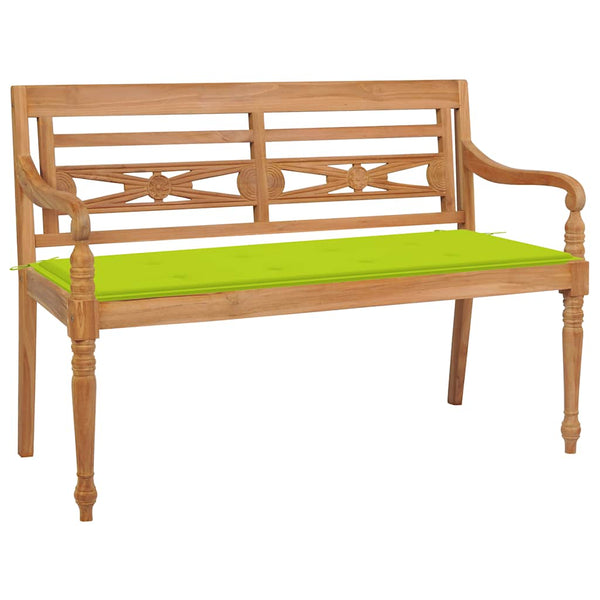 vidaXL Batavia Garden Bench with Light Green Cushion 120 cm Solid Teak Wood