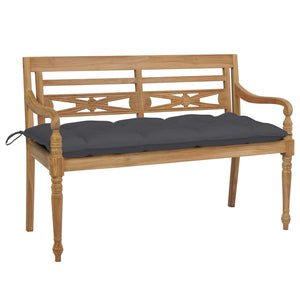 vidaXL Batavia Garden Bench with Anthracite Cushions 120 cm Solid Teak Wood