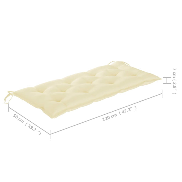 vidaXL Batavia Garden Bench with Cream-White Cushion 120cm Solid Teak Wood