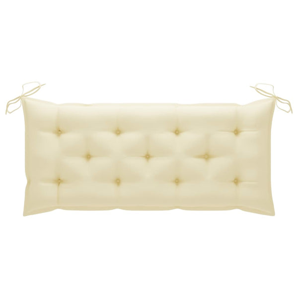 vidaXL Batavia Garden Bench with Cream-White Cushion 120cm Solid Teak Wood