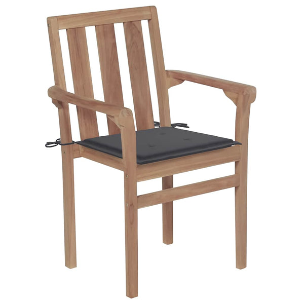 vidaXL Garden Chairs 2 pcs. with Anthracite Cushions Solid Teak Wood