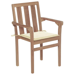 vidaXL Garden Chairs 2 pcs. with Cream White Cushions Solid Teak Wood