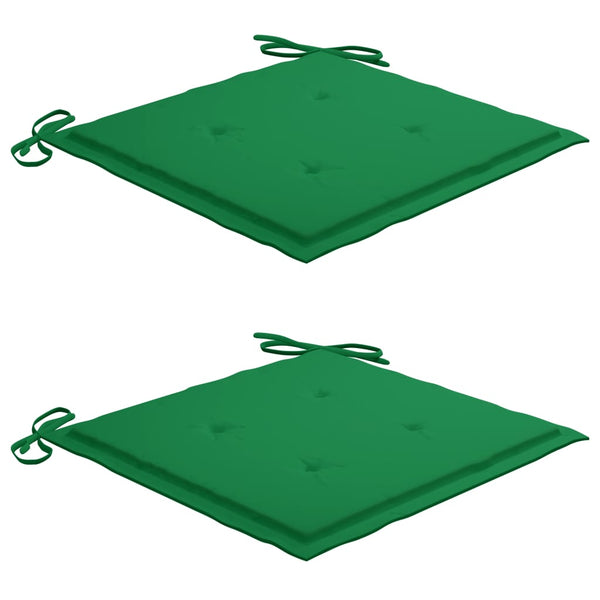 vidaXL Garden Chairs 2 pcs. with Green Cushions Solid Teakwood