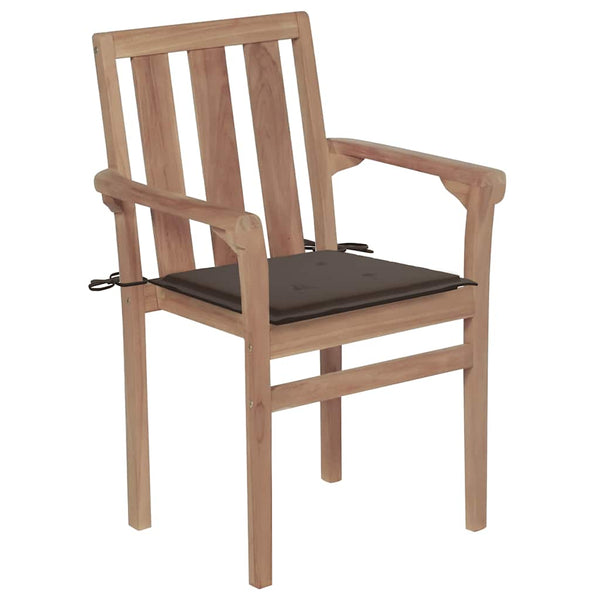 vidaXL Garden Chairs 2 pcs. with Taupe Cushions Solid Teak Wood