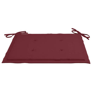 vidaXL Garden Chairs 2 pcs. with Wine Red Cushions Solid Teakwood
