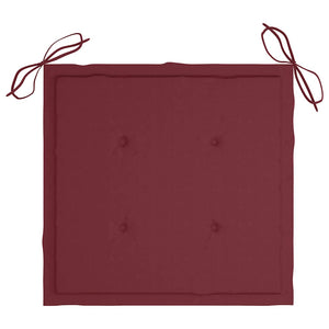 vidaXL Garden Chairs 2 pcs. with Wine Red Cushions Solid Teakwood