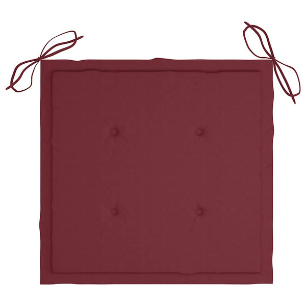 vidaXL Garden Chairs 2 pcs. with Wine Red Cushions Solid Teakwood