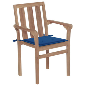 vidaXL Garden Chairs 2 pcs. with Royal Blue Cushions Solid Teak Wood
